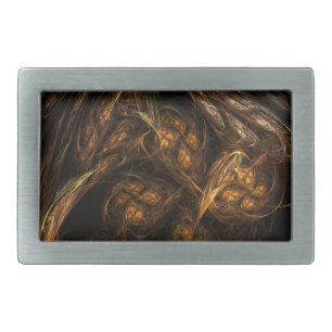 Mother Earth Modern Abstract Art Golden Fractal Belt Buckle