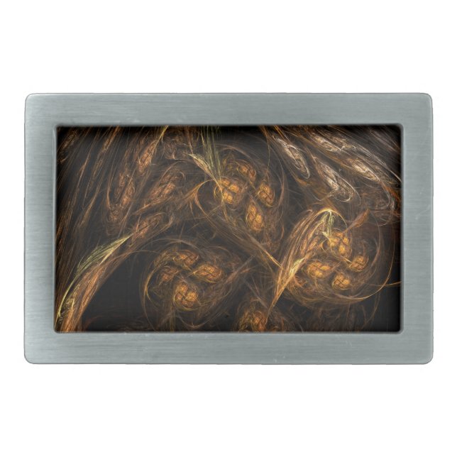 Mother Earth Modern Abstract Art Golden Fractal Belt Buckle (Front)