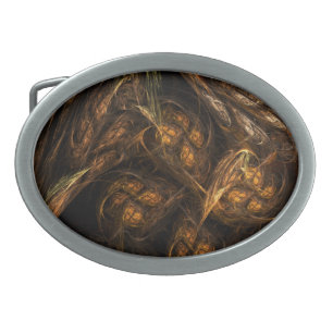 Mother Earth Modern Abstract Art Golden Fractal Belt Buckle