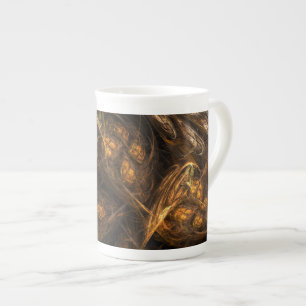 Mother Earth Modern Abstract Art Golden Fractal Bone China Mug