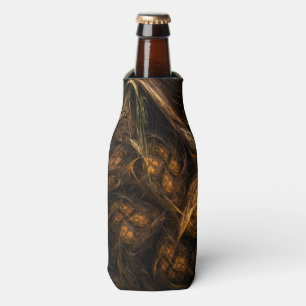 Mother Earth Modern Abstract Art Golden Fractal Bottle Cooler