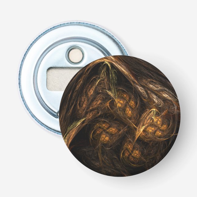 Mother Earth Modern Abstract Art Golden Fractal Bottle Opener (Front)