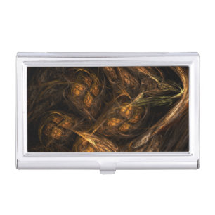Mother Earth Modern Abstract Art Golden Fractal Business Card Holder