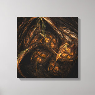 Mother Earth Modern Abstract Art Golden Fractal Canvas Print