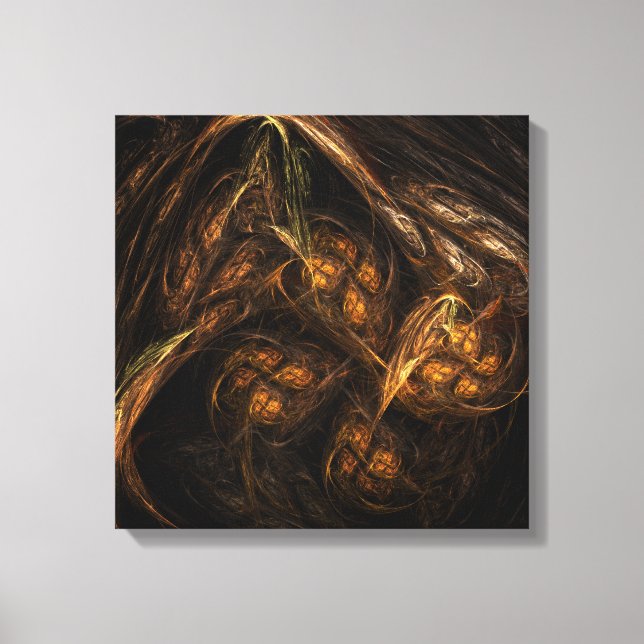 Mother Earth Modern Abstract Art Golden Fractal Canvas Print (Front)