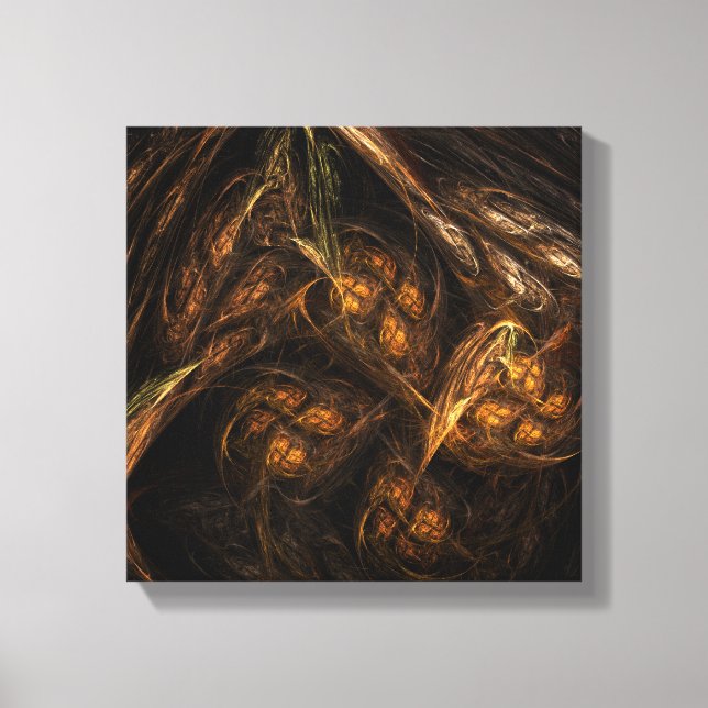Mother Earth Modern Abstract Art Golden Fractal Canvas Print (Front)