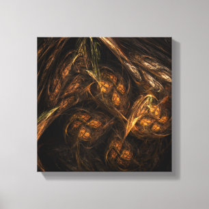 Mother Earth Modern Abstract Art Golden Fractal Canvas Print
