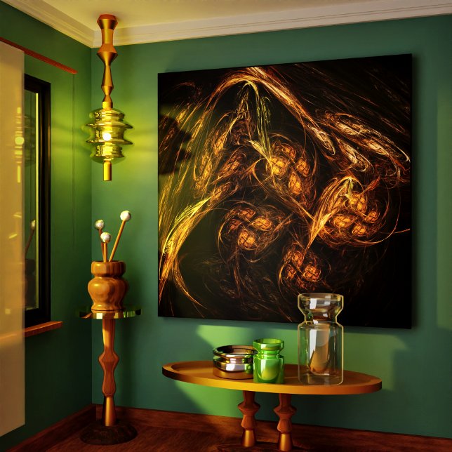 Mother Earth Modern Abstract Art Golden Fractal Canvas Print (Mother Earth Abstract Art Wrapped Canvas Print)