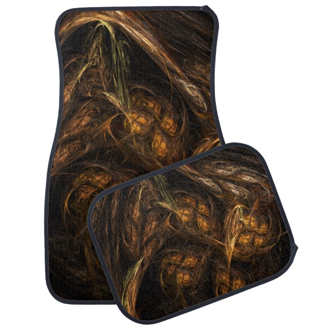 Mother Earth Modern Abstract Art Golden Fractal Car Floor Mat (Set)