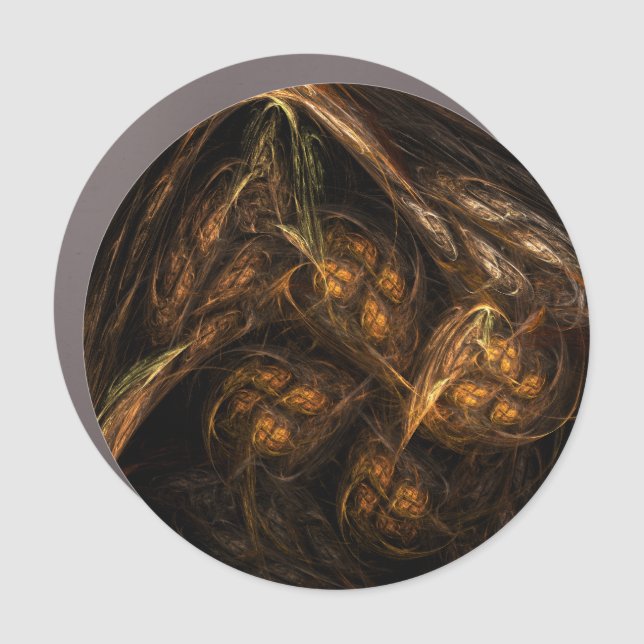 Mother Earth Modern Abstract Art Golden Fractal Car Magnet (Front)