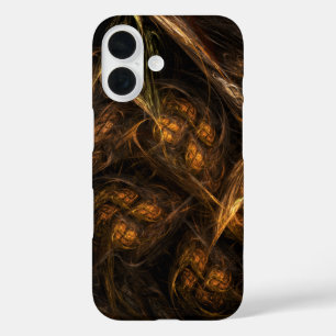 Mother Earth Modern Abstract Art Golden Fractal iPhone 16 Case