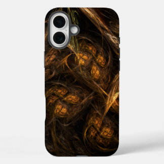 Mother Earth Modern Abstract Art Golden Fractal iPhone 16 Plus Case