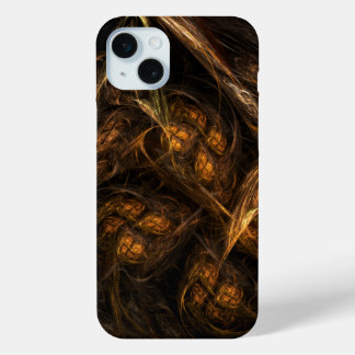 Mother Earth Modern Abstract Art Golden Fractal iPhone 15 Plus Case