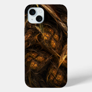Mother Earth Modern Abstract Art Golden Fractal iPhone 15 Plus Case