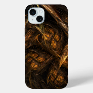 Mother Earth Modern Abstract Art Golden Fractal iPhone 15 Plus Case