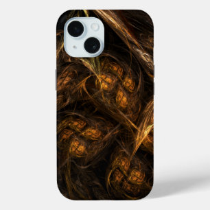 Mother Earth Modern Abstract Art Golden Fractal iPhone 15 Case