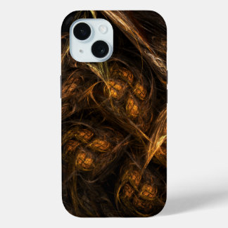 Mother Earth Modern Abstract Art Golden Fractal iPhone 15 Case
