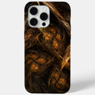 Mother Earth Modern Abstract Art Golden Fractal iPhone 15 Pro Max Case