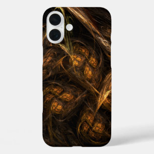 Mother Earth Modern Abstract Art Golden Fractal iPhone 16 Plus Case