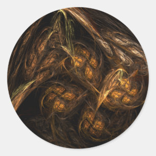 Mother Earth Modern Abstract Art Golden Fractal Classic Round Sticker