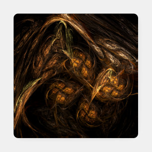 Mother Earth Modern Abstract Art Golden Fractal Coaster Set