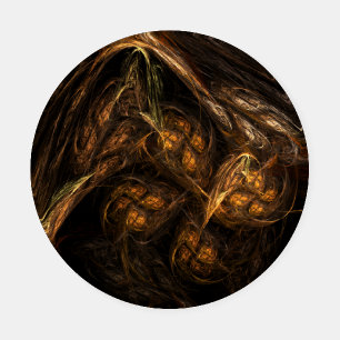 Mother Earth Modern Abstract Art Golden Fractal Coaster Set