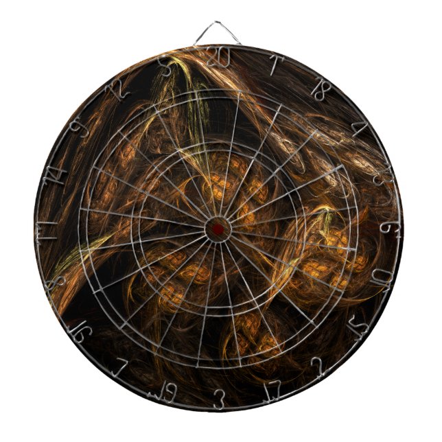 Mother Earth Modern Abstract Art Golden Fractal Dartboard (Front)
