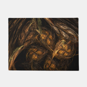 Mother Earth Modern Abstract Art Golden Fractal Doormat
