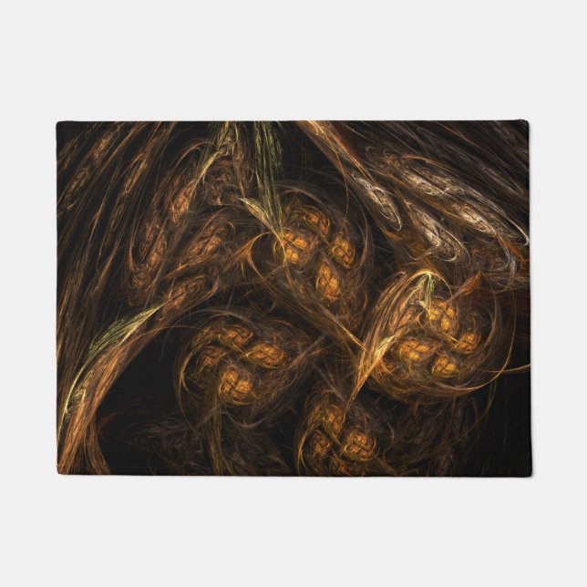 Mother Earth Modern Abstract Art Golden Fractal Doormat (Front)