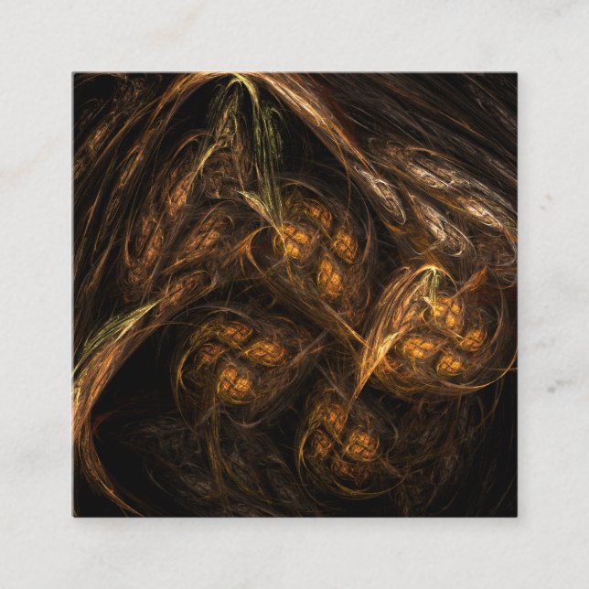 Mother Earth Modern Abstract Art Golden Fractal Enclosure Card (Front)