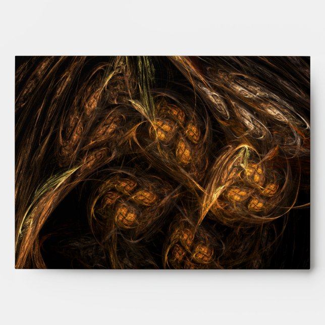 Mother Earth Modern Abstract Art Golden Fractal Envelope (Front)
