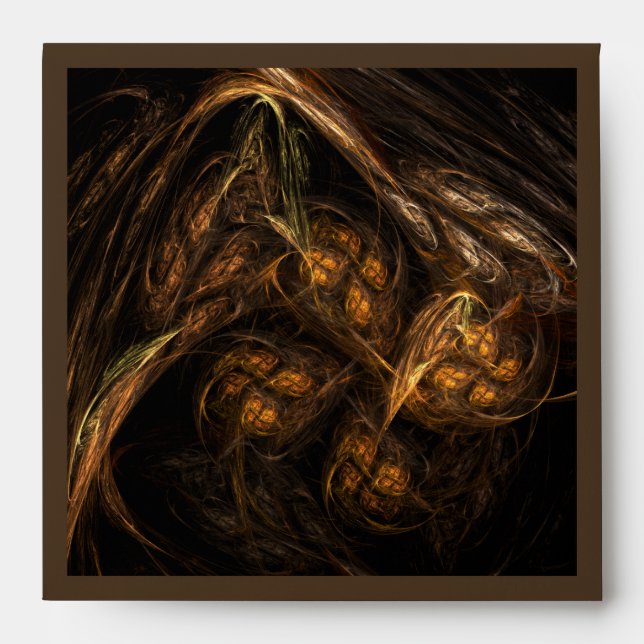 Mother Earth Modern Abstract Art Golden Fractal Envelope (Front)