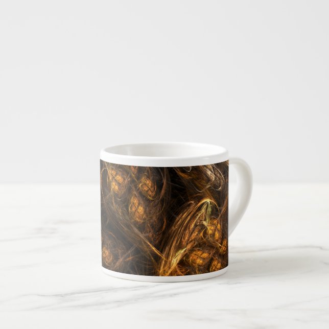 Mother Earth Modern Abstract Art Golden Fractal Espresso Cup (Front Right)