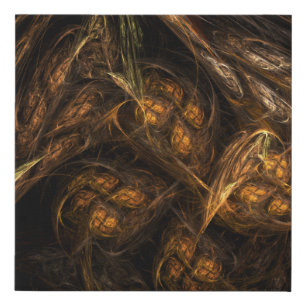Mother Earth Modern Abstract Art Golden Fractal Faux Canvas Print