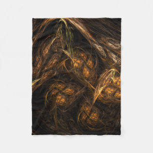Mother Earth Modern Abstract Art Golden Fractal Fleece Blanket