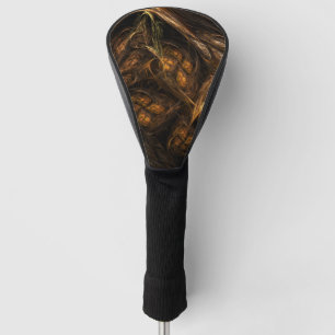 Mother Earth Modern Abstract Art Golden Fractal Golf Head Cover