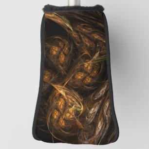 Mother Earth Modern Abstract Art Golden Fractal Golf Head Cover