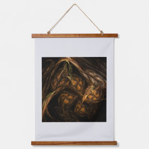 Mother Earth Modern Abstract Art Golden Fractal Hanging Tapestry