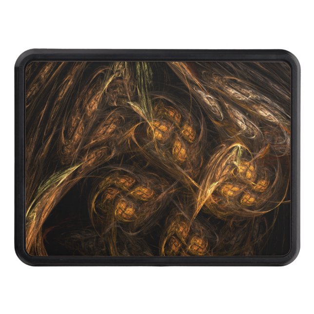 Mother Earth Modern Abstract Art Golden Fractal Hitch Cover (Front)