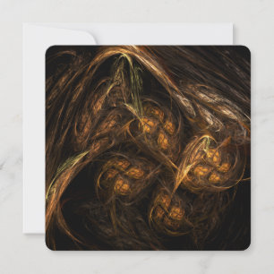 Mother Earth Modern Abstract Art Golden Fractal Invitation
