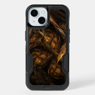 Mother Earth Modern Abstract Art Golden Fractal iPhone 15 Case