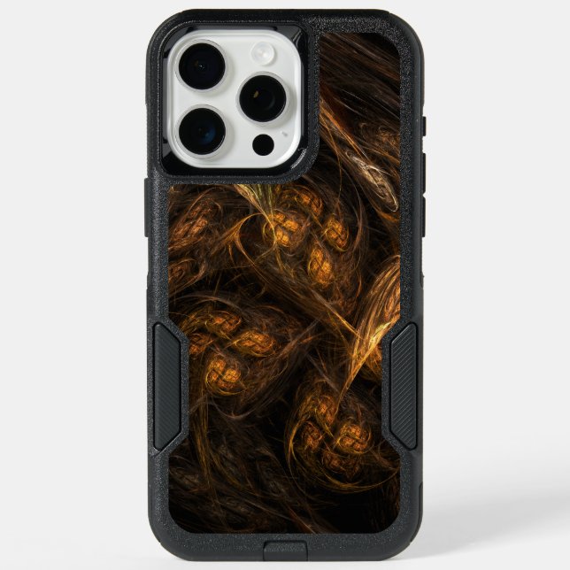 Mother Earth Modern Abstract Art Golden Fractal iPhone 15 Pro Max Case (Back)