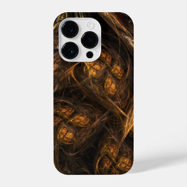 Mother Earth Modern Abstract Art Golden Fractal iPhone Case (Back)