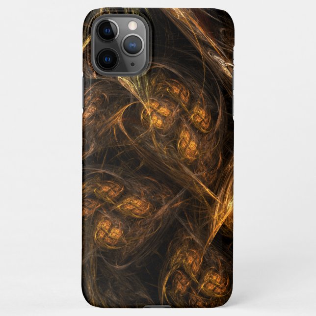 Mother Earth Modern Abstract Art Golden Fractal iPhone Case (Back)
