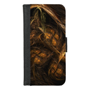 Mother Earth Modern Abstract Art Golden Fractal iPhone 8/7 Wallet Case