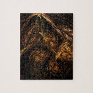 Mother Earth Modern Abstract Art Golden Fractal Jigsaw Puzzle