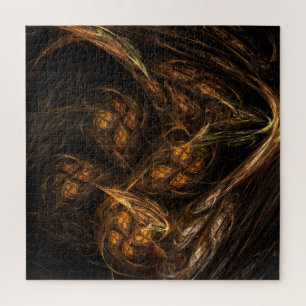 Mother Earth Modern Abstract Art Golden Fractal Jigsaw Puzzle