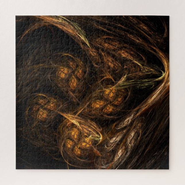 Mother Earth Modern Abstract Art Golden Fractal Jigsaw Puzzle (Vertical)