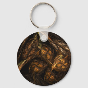 Mother Earth Modern Abstract Art Golden Fractal Keychain