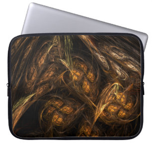 Mother Earth Modern Abstract Art Golden Fractal Laptop Sleeve